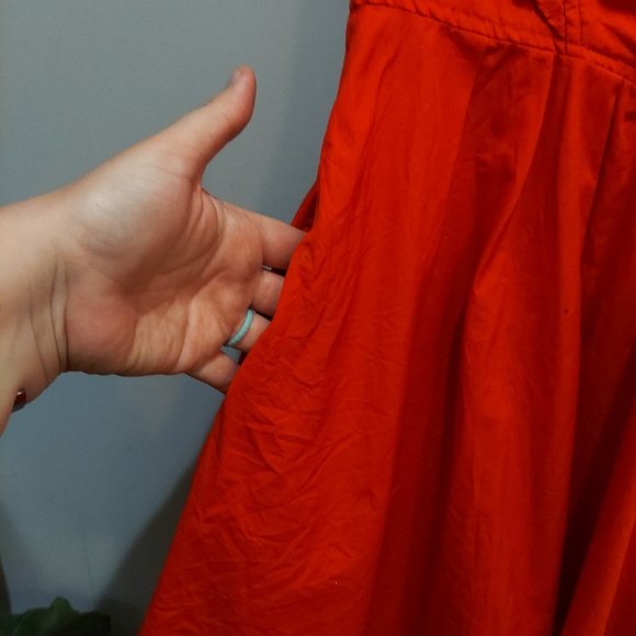 FREE PEOPLE Half Moon Red Orange Ruffle Lace Dress - Picture 9 of 9